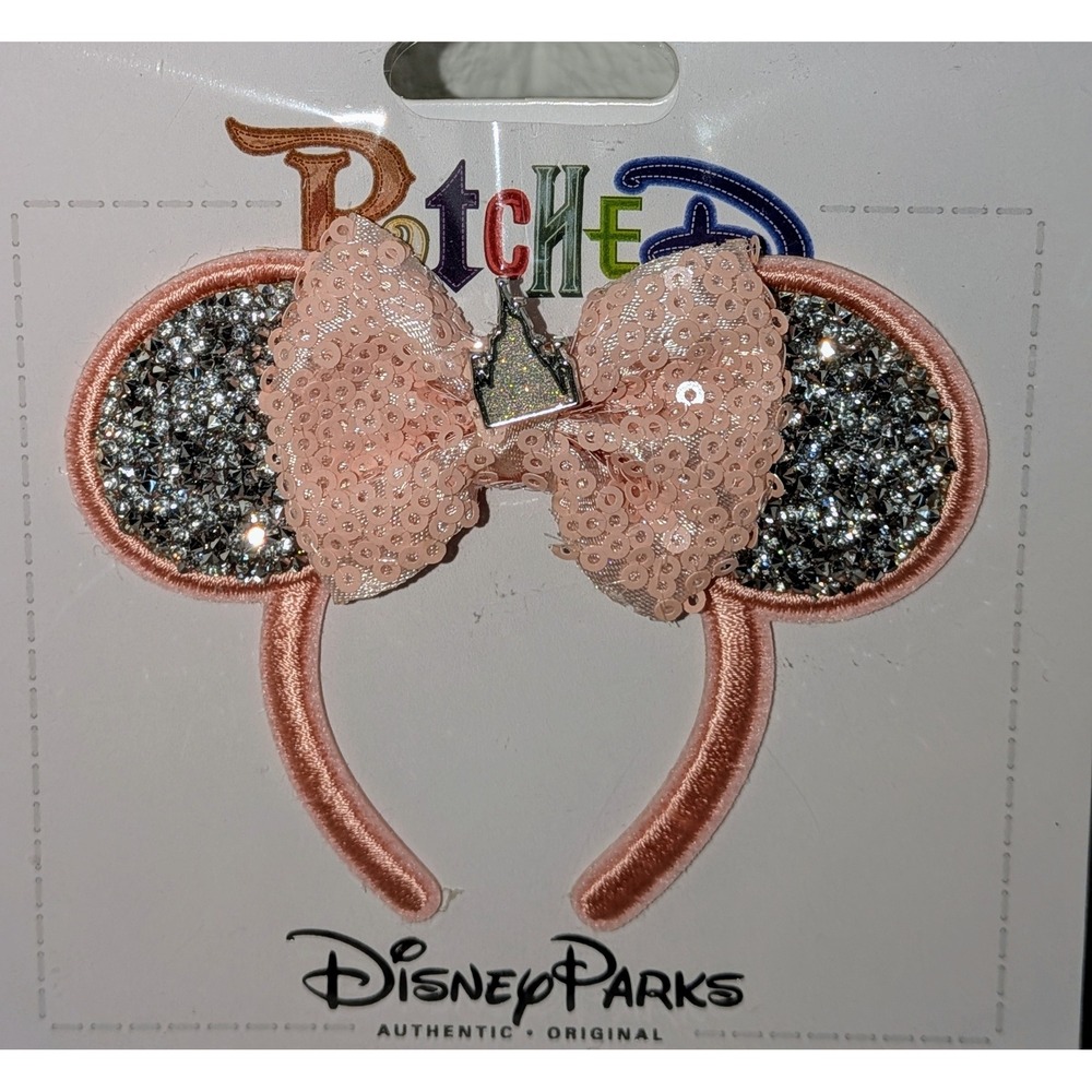 Disney Parks Patched Rose Gold Sequin Minnie Mouse Ears‎ Headband Patch